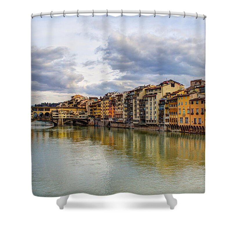 The Ponte Vecchio Shower Curtain featuring the photograph The Ponte Vecchio and Florence by Wade Brooks