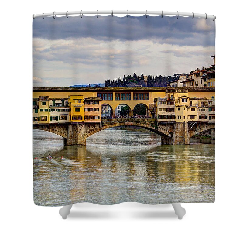 Travel Shower Curtain featuring the photograph The Ponte Vecchio by Wade Brooks