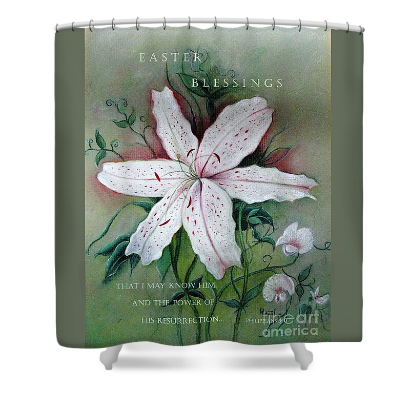 Lily Shower Curtain featuring the painting The Power of His Resurrection by Hazel Holland