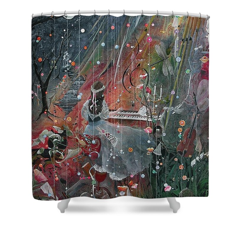 Fantasy Shower Curtain featuring the painting The Princess Jareeta by Jackie Mueller-Jones