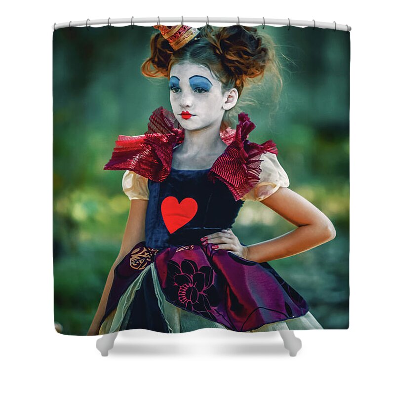 Art Shower Curtain featuring the photograph The Queen of Hearts Alice in Wonderland by Dimitar Hristov