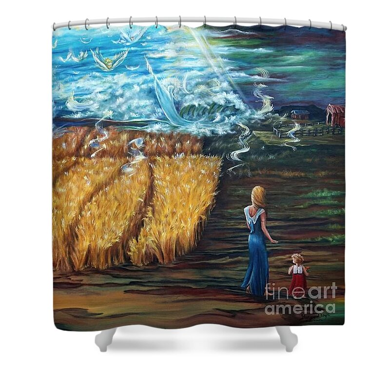 Christian Shower Curtain featuring the painting The Rapture by Georgia Doyle