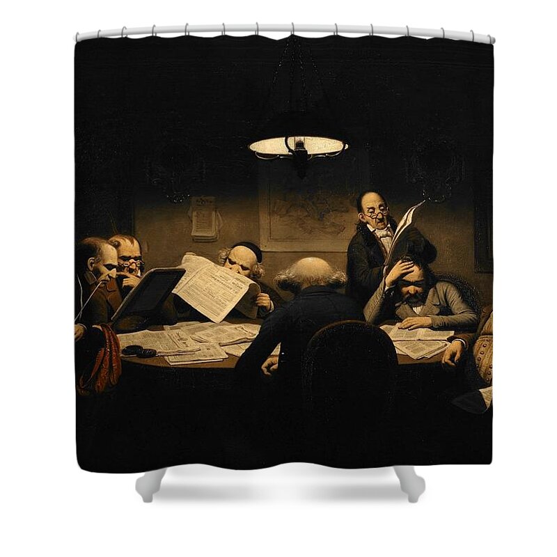 The Reading Room Painting Painted Originally By Johann Peter Hasencleverm Shower Curtain featuring the painting The Reading Room Painting Painted originally by Johann Peter Hasencleverm