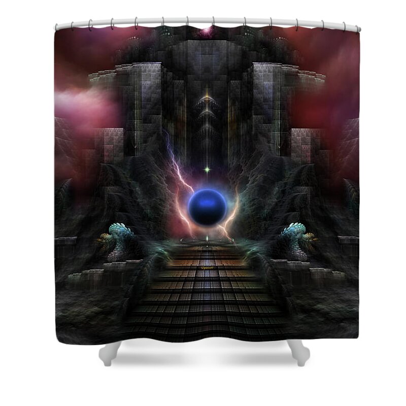 Realm Of Osphilium Shower Curtain featuring the digital art The Realm Of Osphilium Fractal Composition by Rolando Burbon