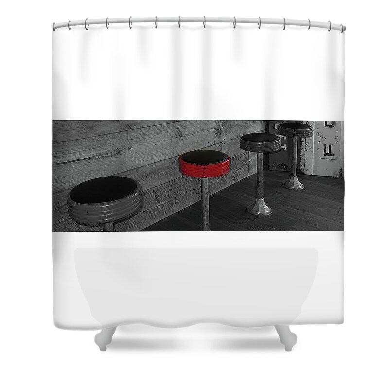Faa Shower Curtain featuring the photograph The Red Bar Stool by Walter E Koopmann