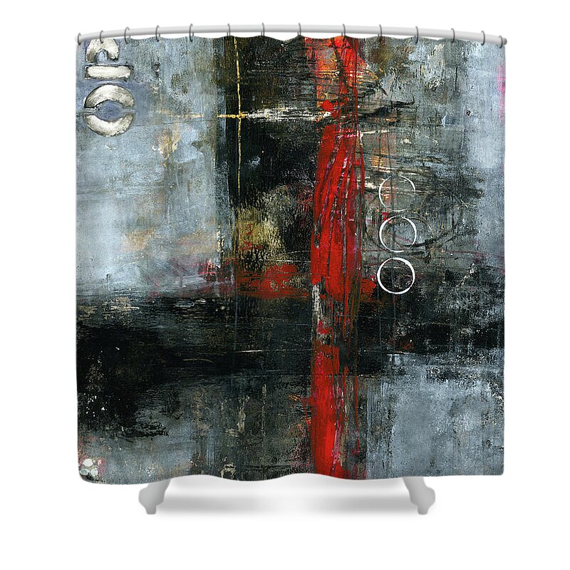 Urban Art Shower Curtain featuring the mixed media The Red Door by Patricia Lintner