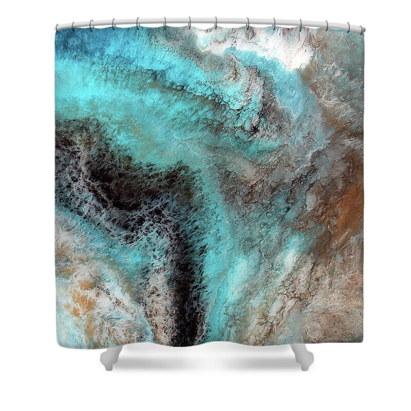 Ocean Shower Curtain featuring the painting The Reef by Tamara Nelson