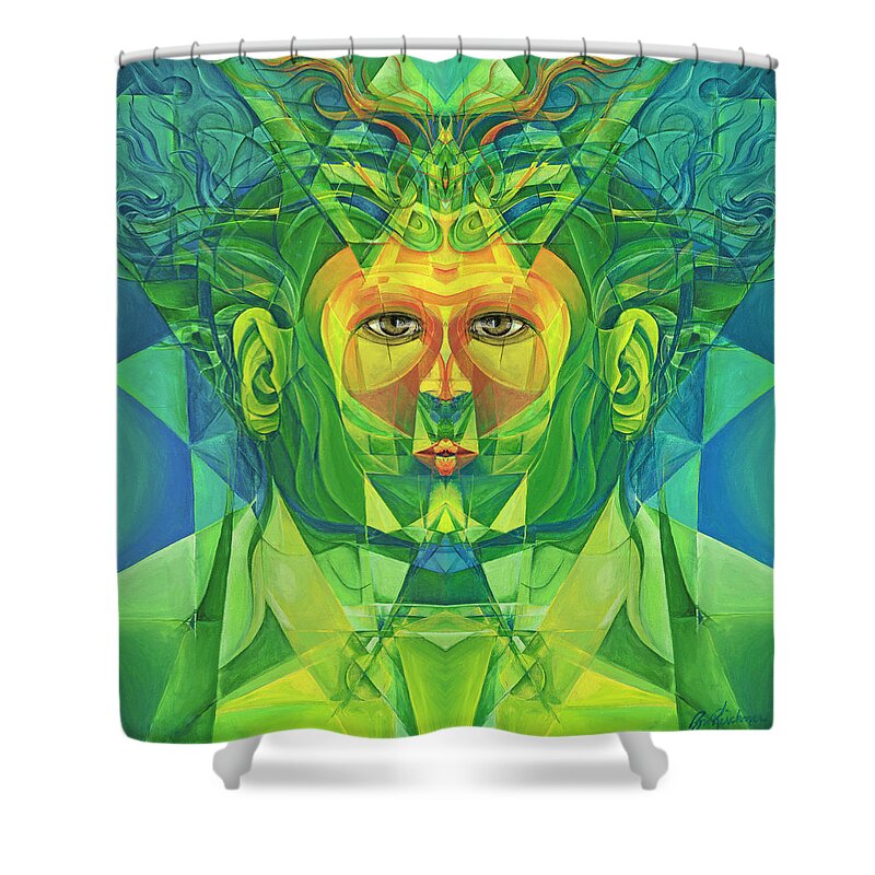 Cubism Shower Curtain featuring the painting The Reinvention Reinvented 1 by Brian Kirchner