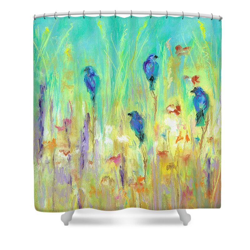 Abstract Art Shower Curtain featuring the painting The Resting Place by Frances Marino