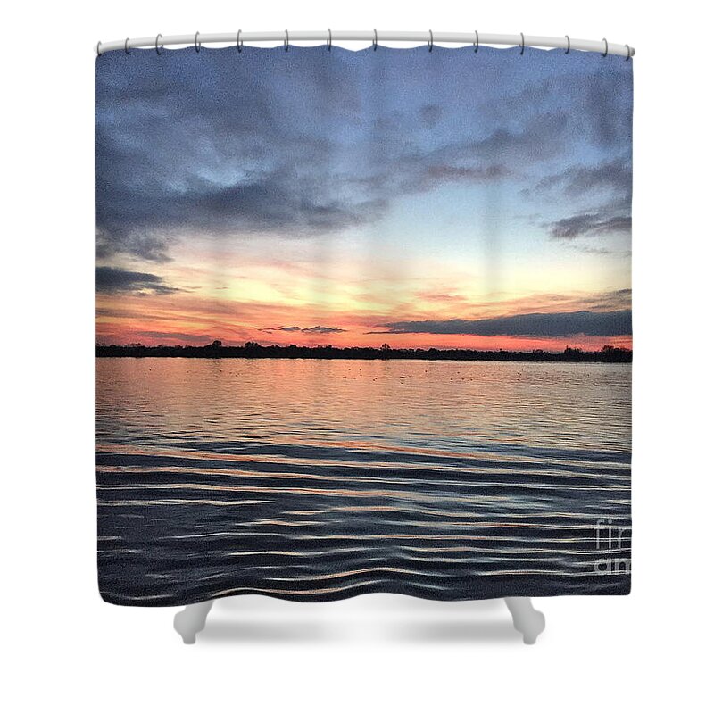 Sunset Shower Curtain featuring the photograph The Ripple Effect by Barbara Plattenburg