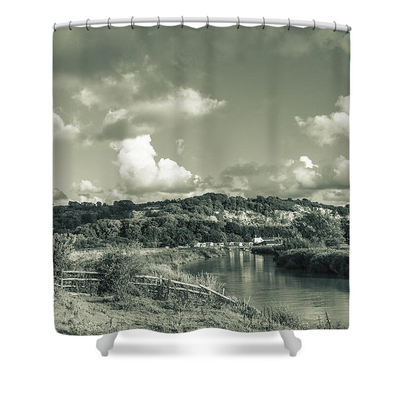 River Shower Curtain featuring the photograph The River Arun and the South Downs by Hazy Apple