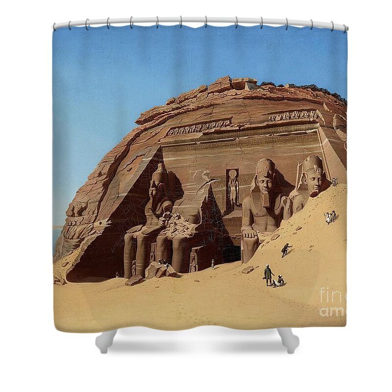 Hubert Sattler Shower Curtain featuring the painting The Rock Temple of Abusimbel by MotionAge Designs