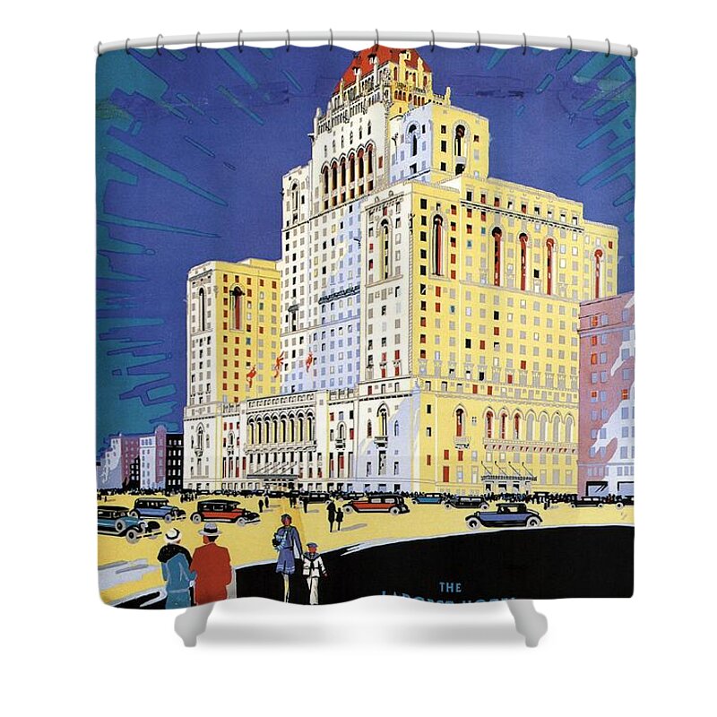 Hotel Shower Curtain featuring the mixed media The Royal York Hotel, Toronto, Canada - Canadian Pacific - Retro travel Poster - Vintage Poster by Studio Grafiikka