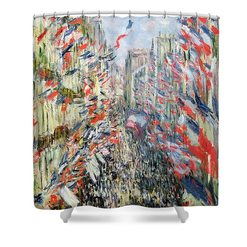 The Rue Montorgueil Shower Curtain featuring the painting The Rue Montorgueil by Claude Monet