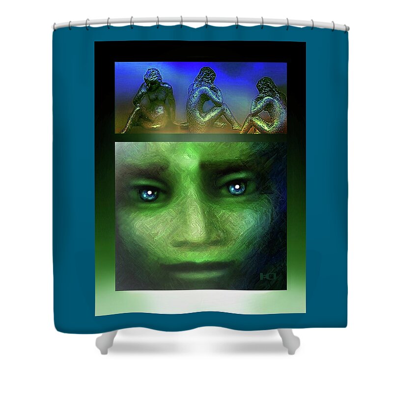 Gaia Shower Curtain featuring the digital art The Sadness of Gaia by Hartmut Jager