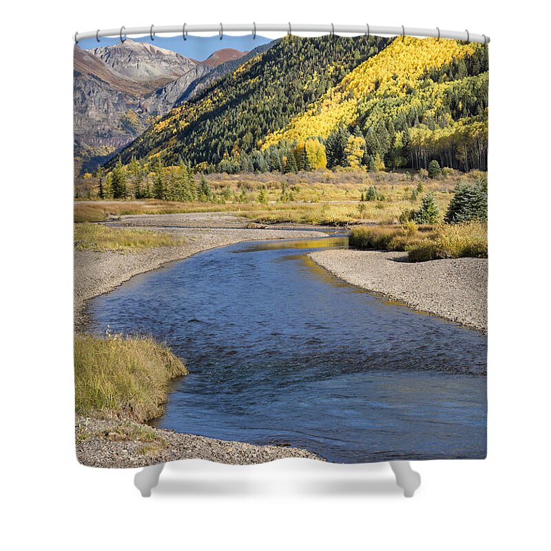 River Shower Curtain featuring the photograph The San Miguel in Autumn by Denise Bush
