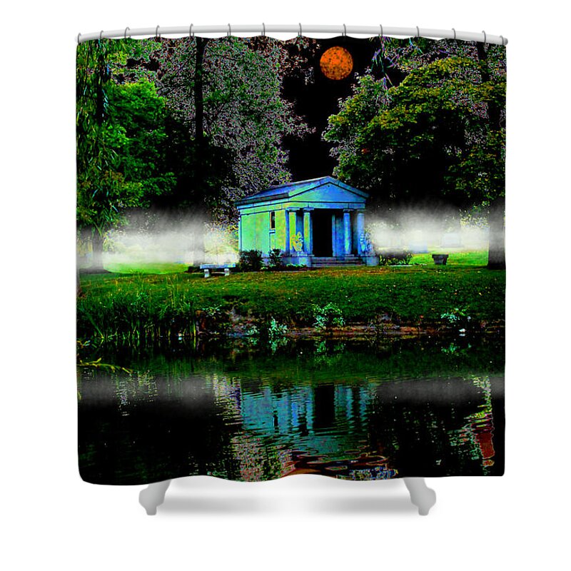 Woodmere Cemetery Shower Curtain featuring the digital art The Cemetery by Michael Rucker