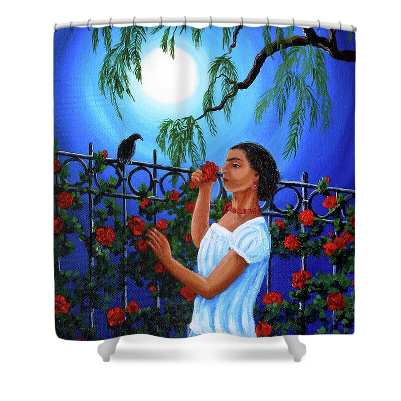 Frida Shower Curtain featuring the painting The Scent of Red Roses by Laura Iverson