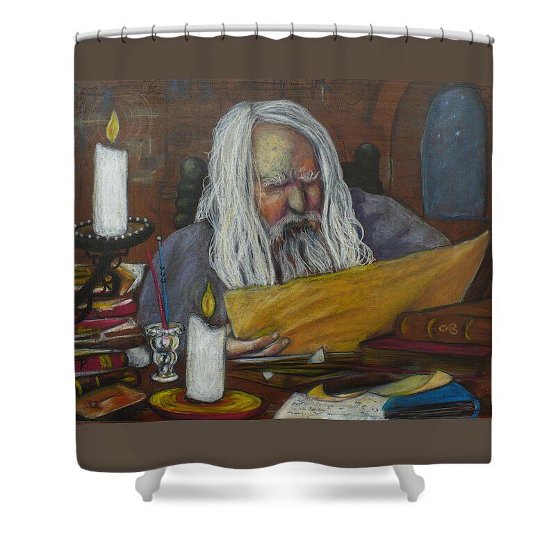 Crayon Shower Curtain featuring the painting The Scholar by Todd Peterson