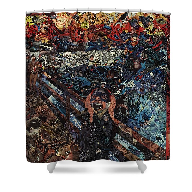 Collage Shower Curtain featuring the mixed media The Scream After Edvard Munch by Joshua Redman