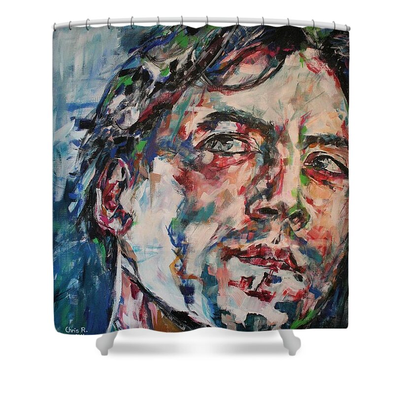 Face Shower Curtain featuring the painting The Sea Inside Your Eyes by Christel Roelandt