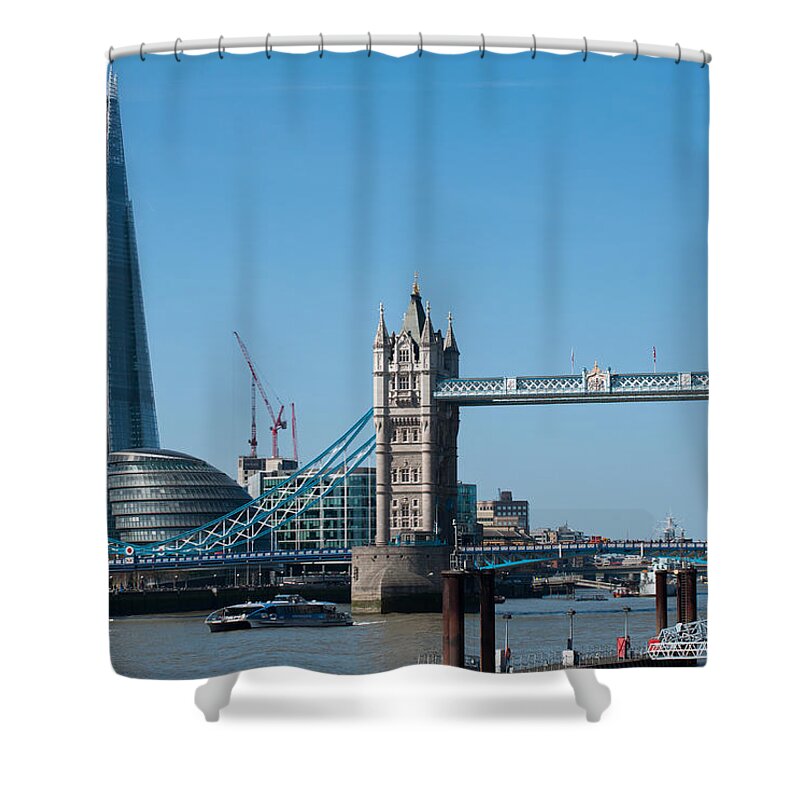 2012 Shower Curtain featuring the photograph The Shard with Tower Bridge by Andrew Michael
