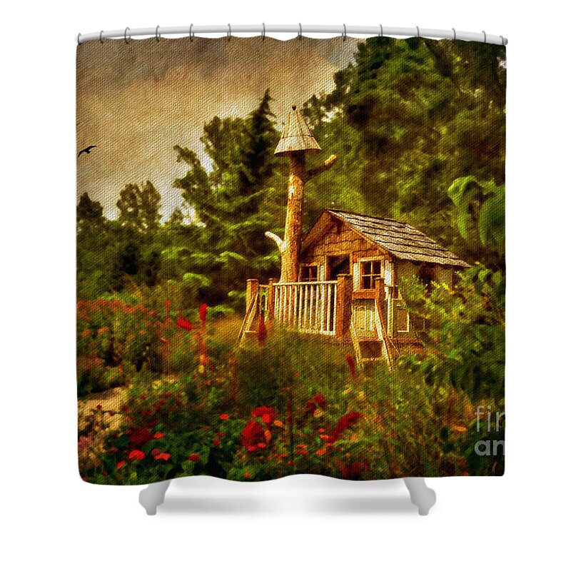 Playhouse Shower Curtain featuring the digital art The Shire by Lois Bryan
