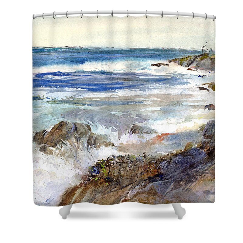Visco Shower Curtain featuring the painting The Shores of Falmouth by P Anthony Visco
