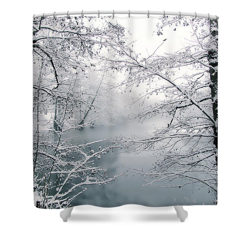 Winter Shower Curtain featuring the photograph The Silence of Snow by Jessica Jenney