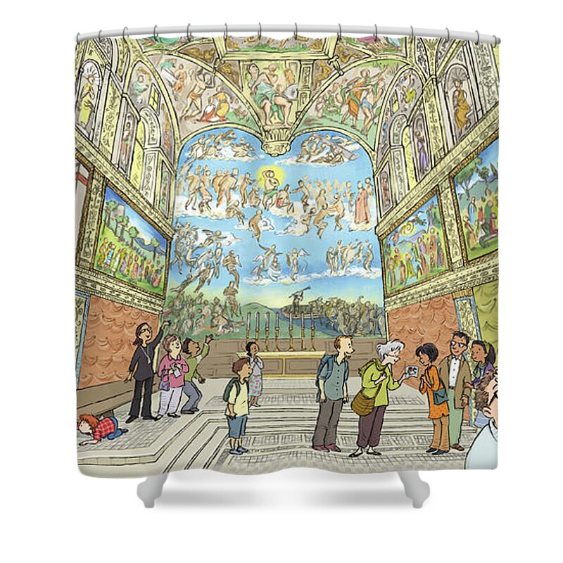 Rome Romp Shower Curtain featuring the digital art The Sistene Chapel by Renee Andriani