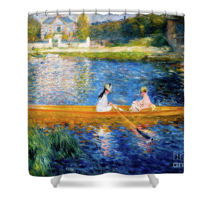 Renoir Boating On The Seine Shower Curtain featuring the painting Boating on the Seine by Renoir by Auguste Renoir