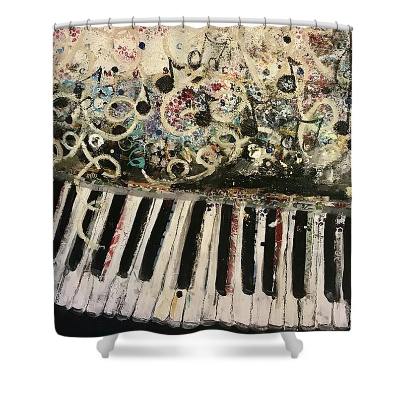 Music Shower Curtain featuring the painting The Songwriter by Sherry Harradence
