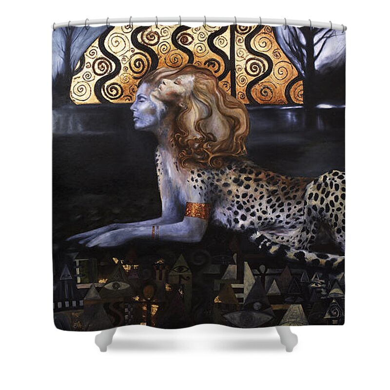 Sphinx Shower Curtain featuring the painting The Sphinx by Ragen Mendenhall