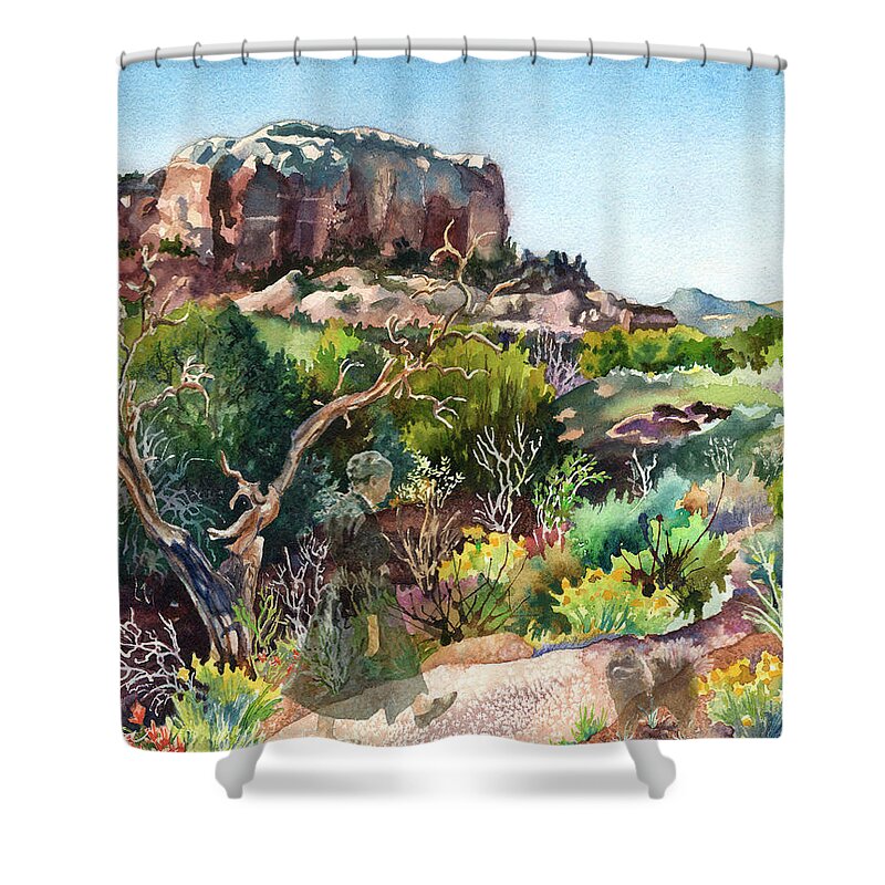 Ghost Ranch New Mexico Painting Shower Curtain featuring the painting The Spirit of Ghost Ranch by Anne Gifford