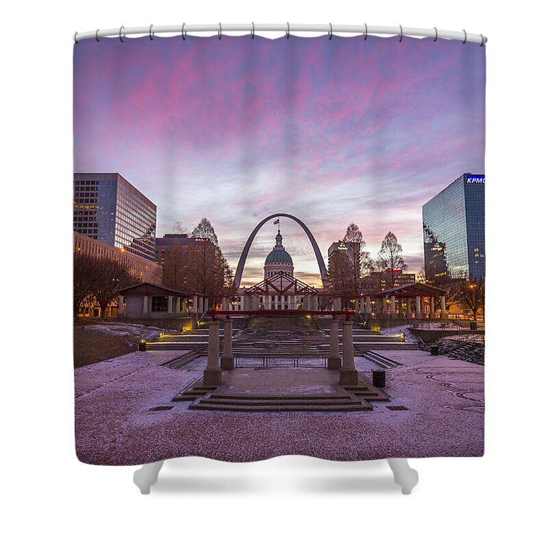 Landscape Shower Curtain featuring the photograph The St Louis Arch by The Flying Photographer