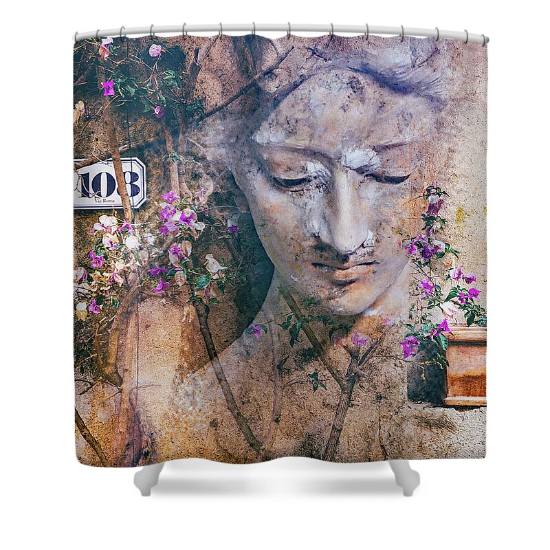 Statue Shower Curtain featuring the digital art The statue with the romantic touch by Gabi Hampe