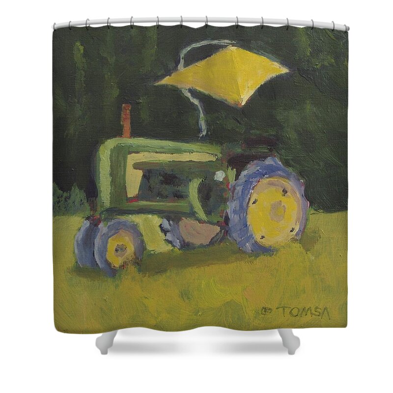 Tractor Shower Curtain featuring the painting The Sun Canopy - Art by Bill Tomsa by Bill Tomsa