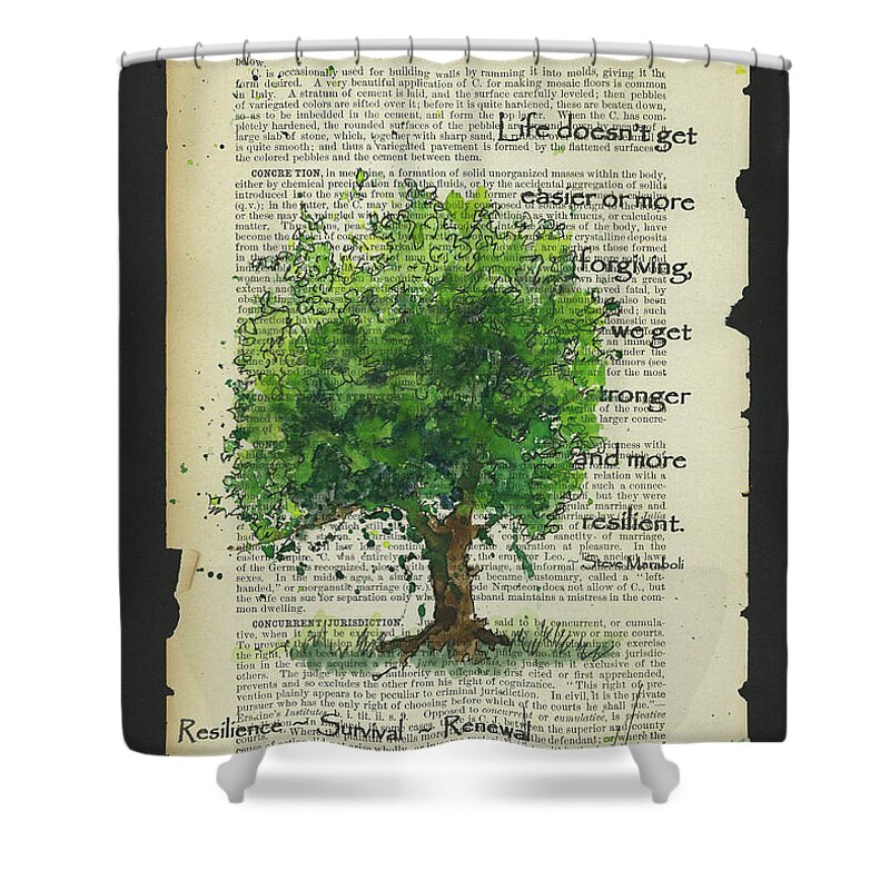 Survivor Tree Shower Curtain featuring the painting The Survivor Tree 9/11 by Maria Hunt