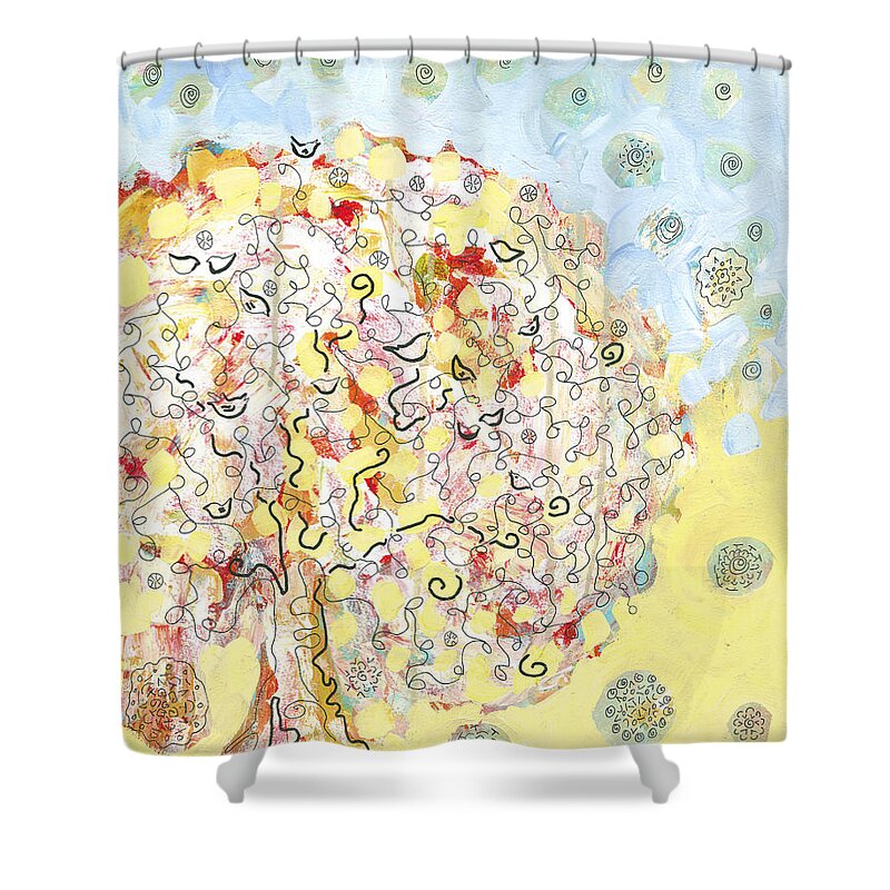 Tree Shower Curtain featuring the painting The Talking Tree by Jennifer Lommers