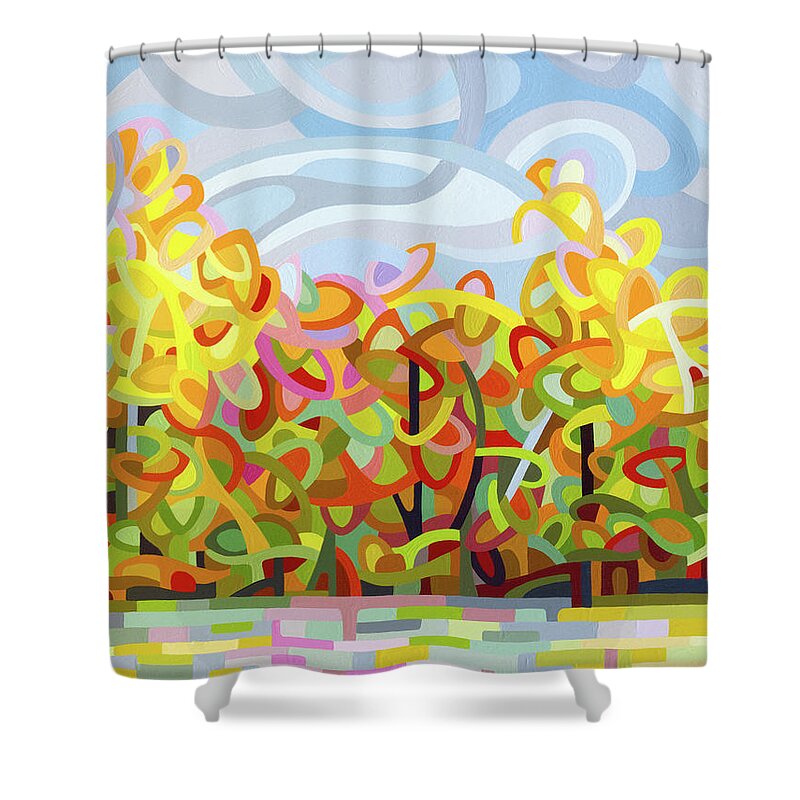 Fine Art Shower Curtain featuring the painting The Tangled Shore by Mandy Budan