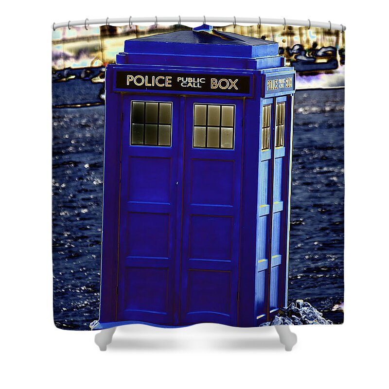 The Tardis Shower Curtain featuring the photograph The Tardis by Steve Purnell
