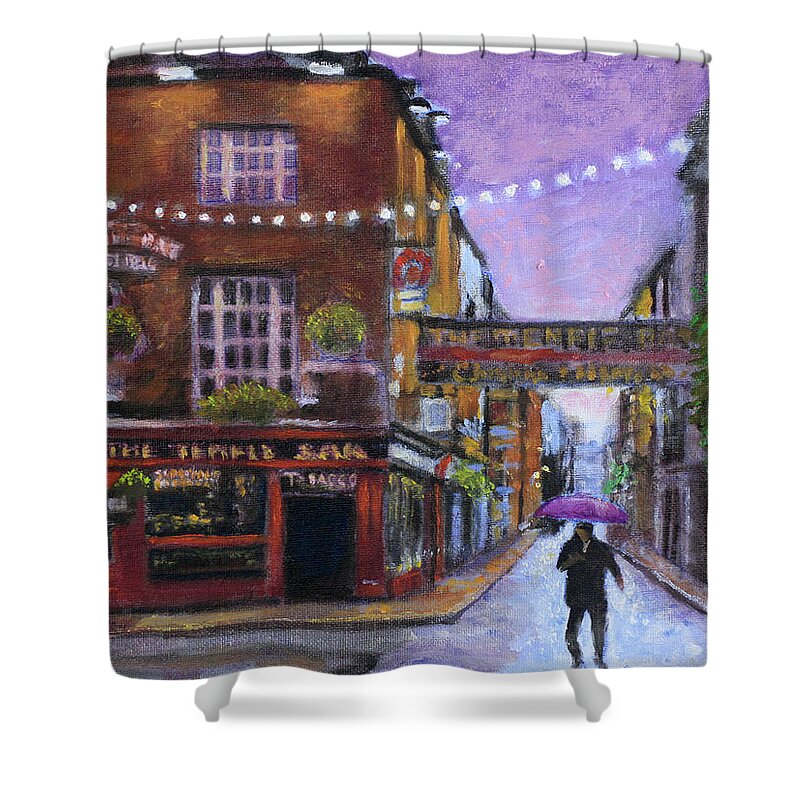 Bar Shower Curtain featuring the painting The Temple Bar by David Zimmerman