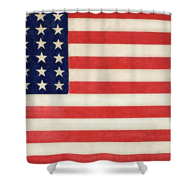 Woodcuts Shower Curtain featuring the painting The Thirty-Six Star Flag of the United States of America by Vincent Monozlay