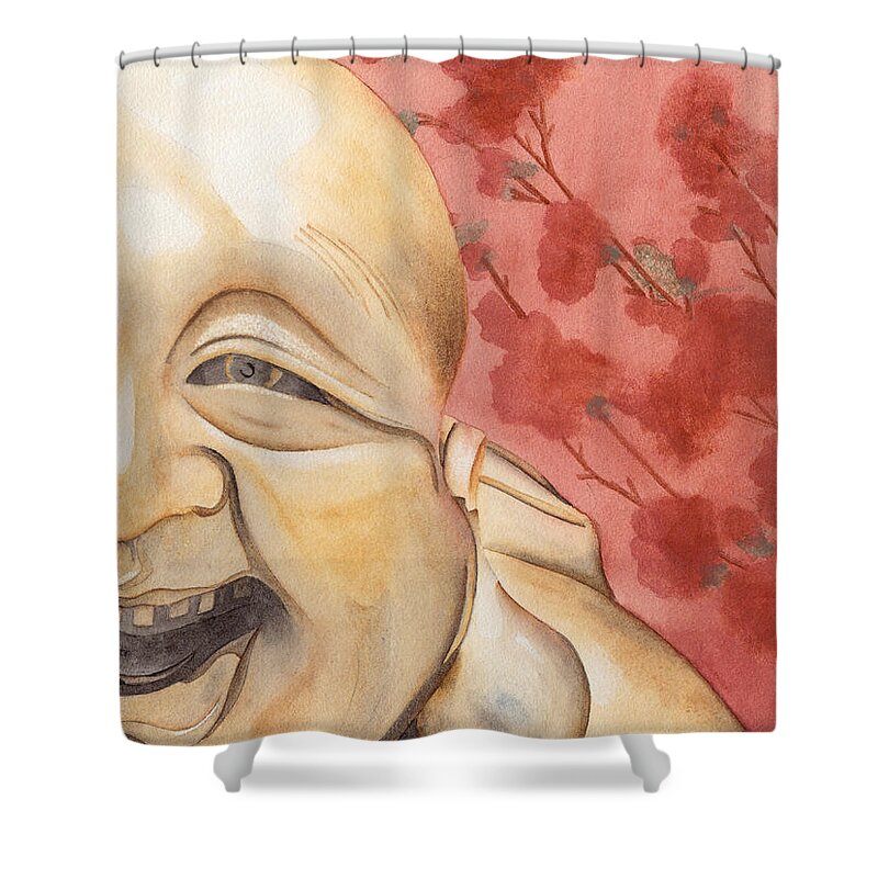 Buddha Shower Curtain featuring the painting The Travelling Buddha Statue by Ken Powers