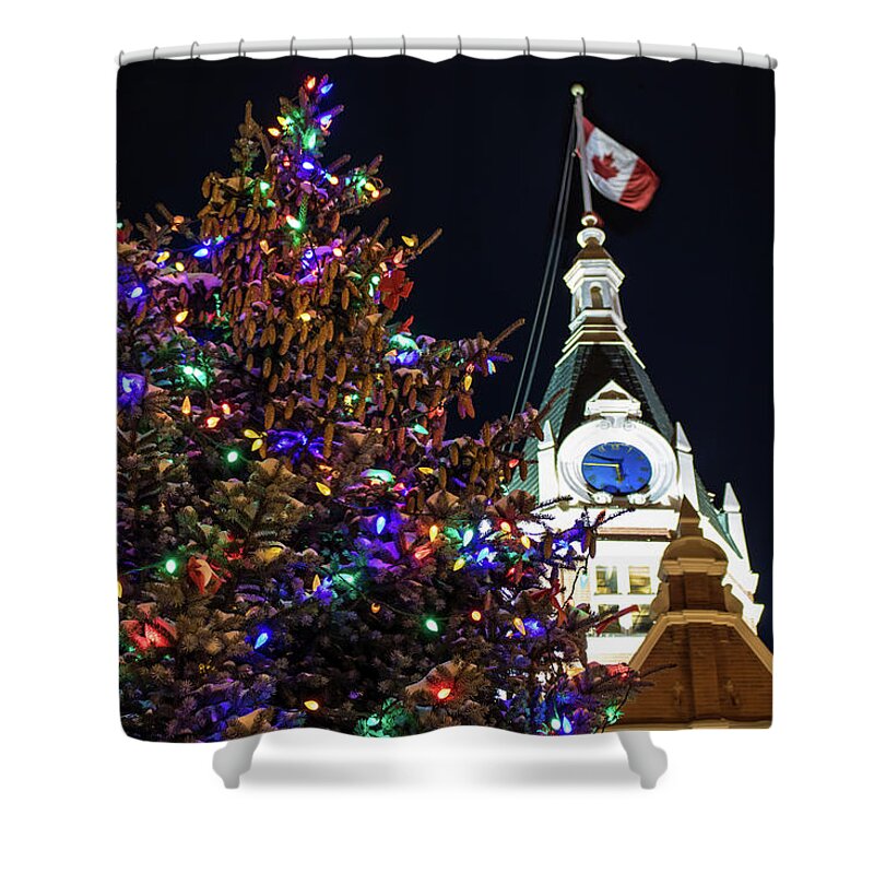 Stratford Shower Curtain featuring the photograph The Tree and City Hall... by Jay Smith