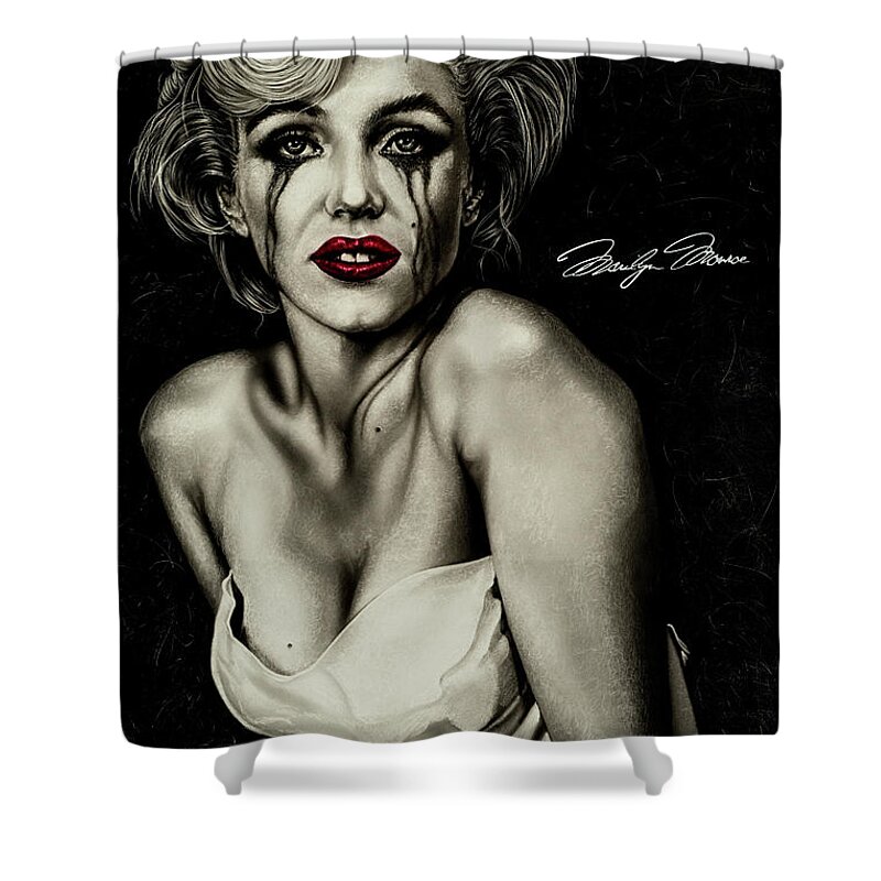 Marilyn Monroe Shower Curtain featuring the painting The True Marilyn by Dan Menta
