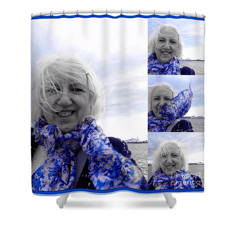 New Year Greeting Shower Curtain featuring the photograph The Ultimate Selfie New Year by Joan-Violet Stretch