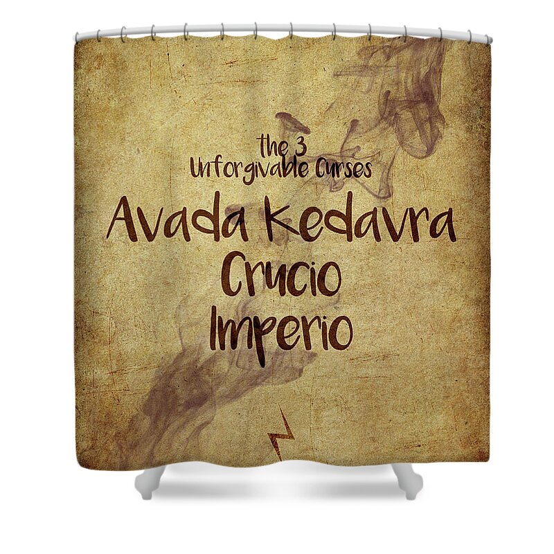 Harry Potter Shower Curtain featuring the digital art The Unforgivable Curses by Samuel Whitton