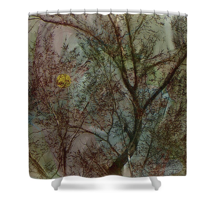 Impression Shower Curtain featuring the mixed media The Universe in a Tree by Lenore Senior