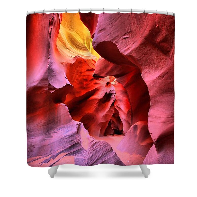 Slot Canyon Shower Curtain featuring the photograph The Vibrant Path by Adam Jewell